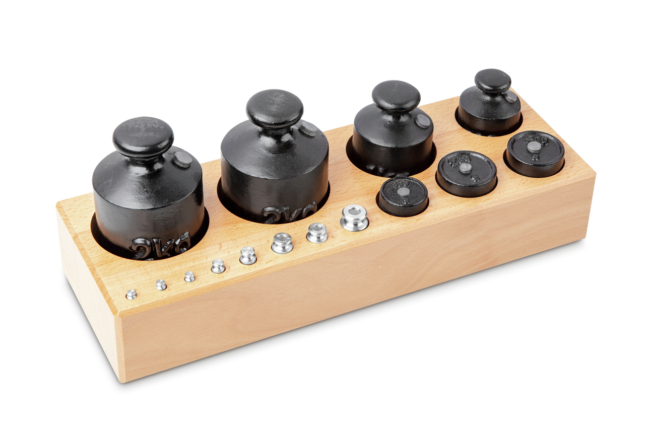 M3 1 g - 2 kg Gewichtsatz im Holzblock