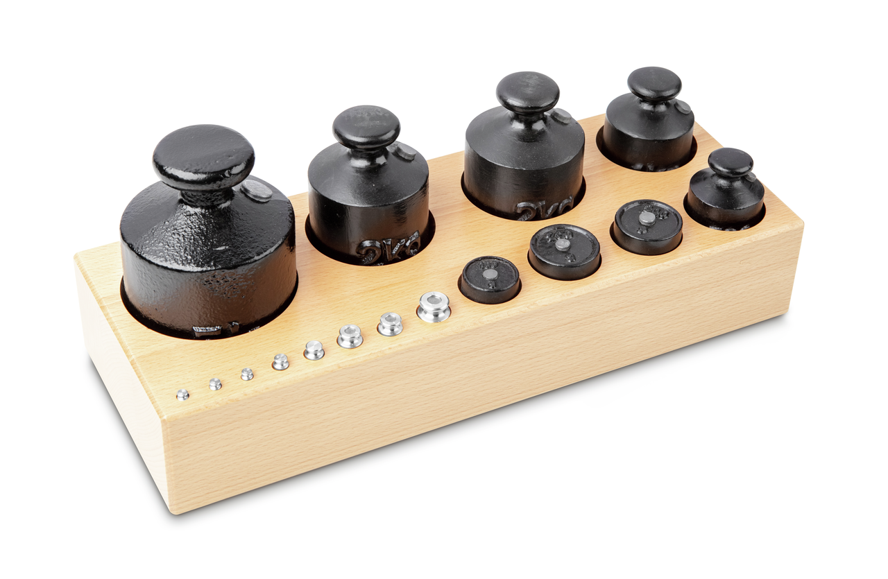 M3 1 g - 5 kg Gewichtsatz im Holzblock