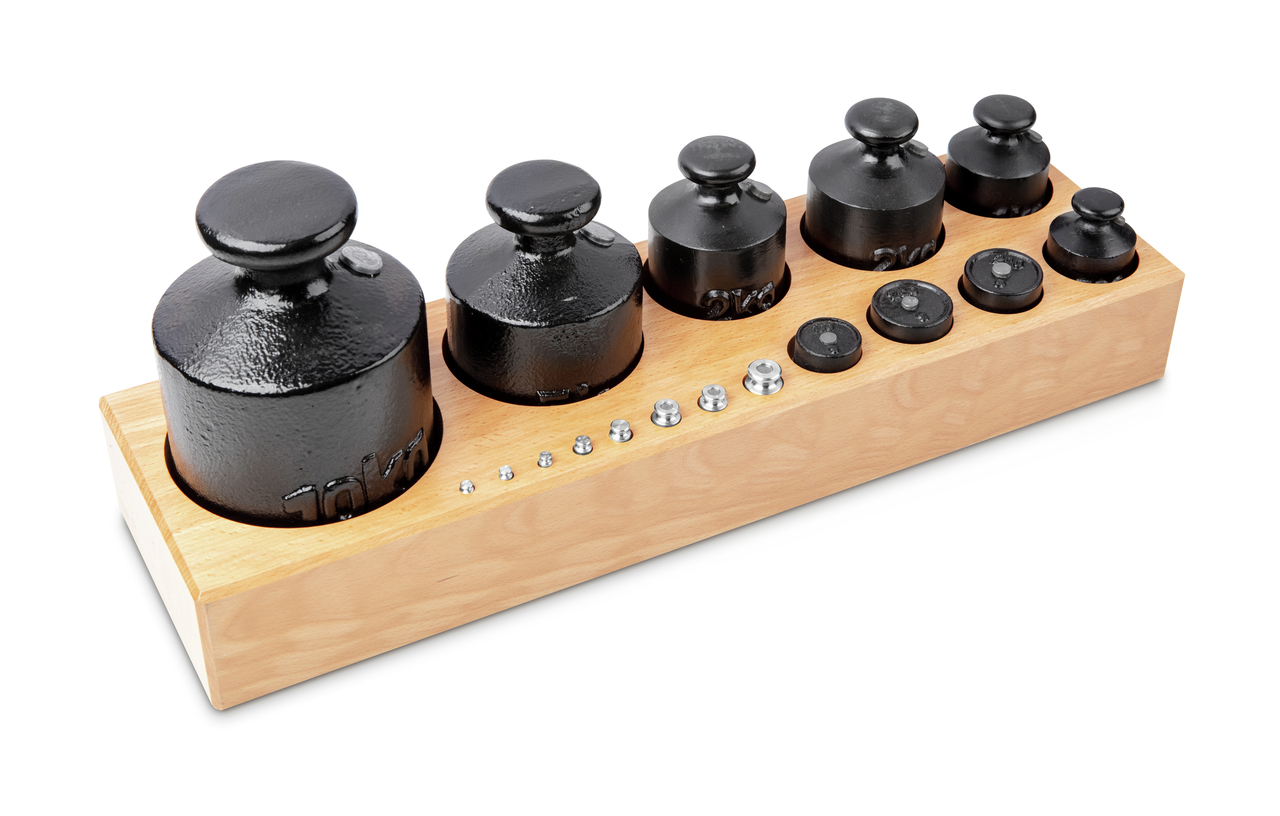 M3 1 g - 10 kg Gewichtsatz im Holzblock