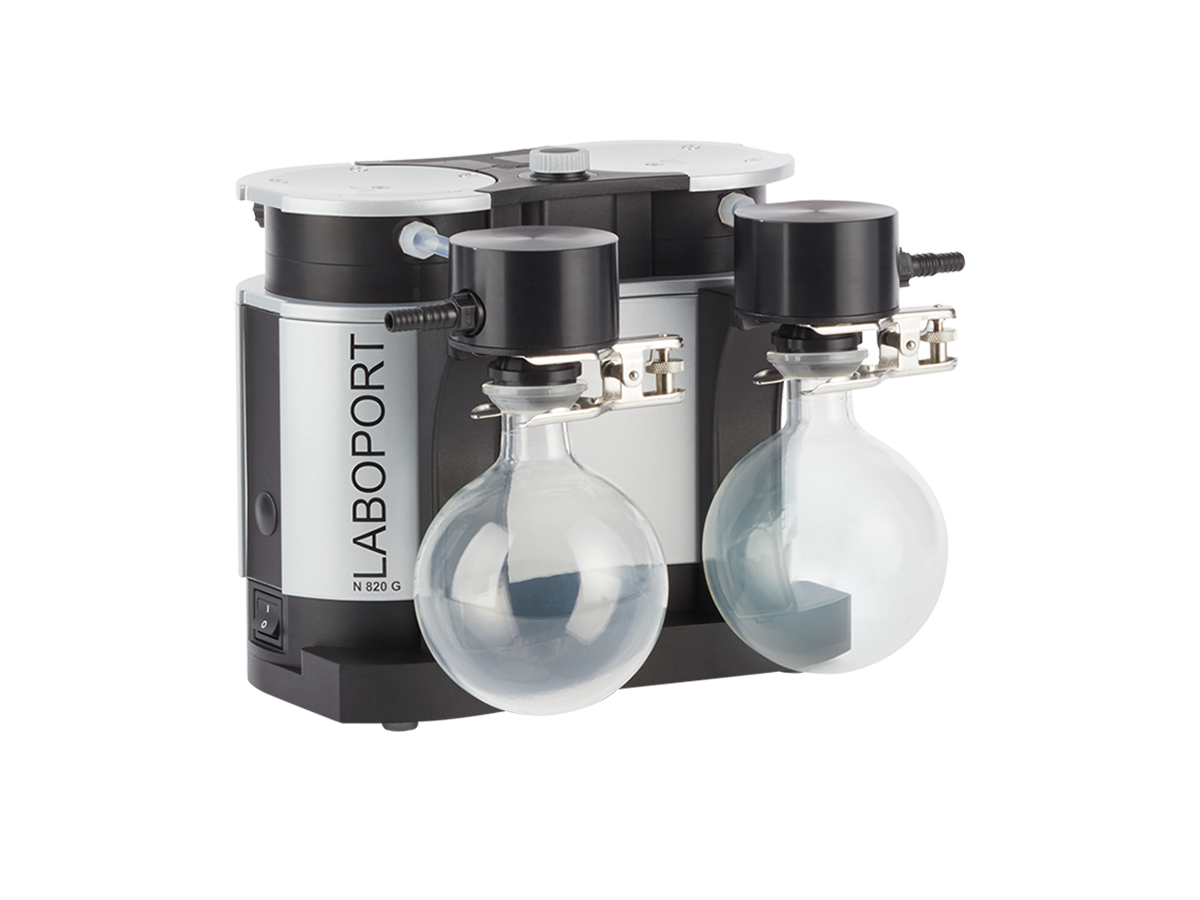 LABOPORT_SR_820_G_sRGB_72dpi_1200px_900px Chemiefestes Vakuumpumpsystem bestehend aus chemiefester Membran-Vakuumpumpe